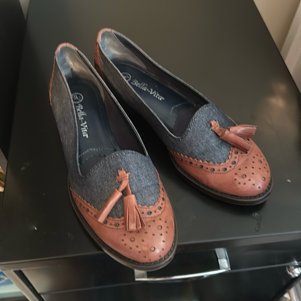 Bella-Vita Loafer Denim and Tan Leather